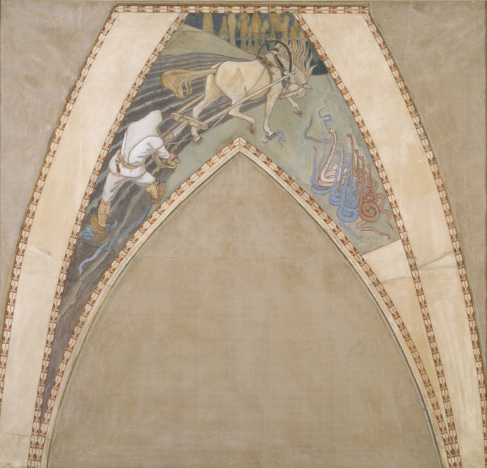 Akseli Gallen-Kallelan maalaamaa frescoa.